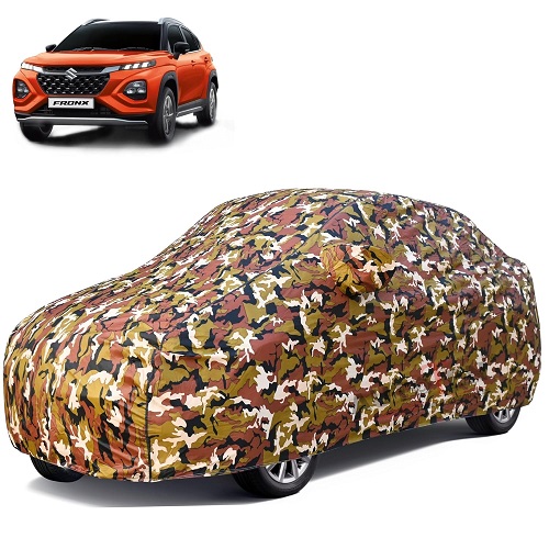 Waterproof Car Body Cover Compatible with Maruti Fronx 100% Waterproof with Mirror & Antenna Pocket Triple Stitched Bottom Elastic Dustproof Full Body Protection (Jungle Series)