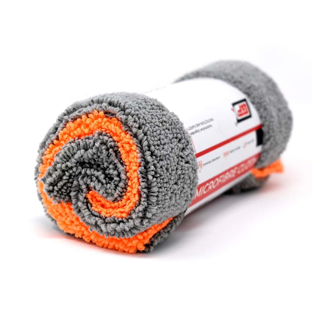 AUTO SPARE WORLD - GFX Microfiber Cloth for Car & Bike (35X35cm) Grey & Orange - Set of 2 pcs.