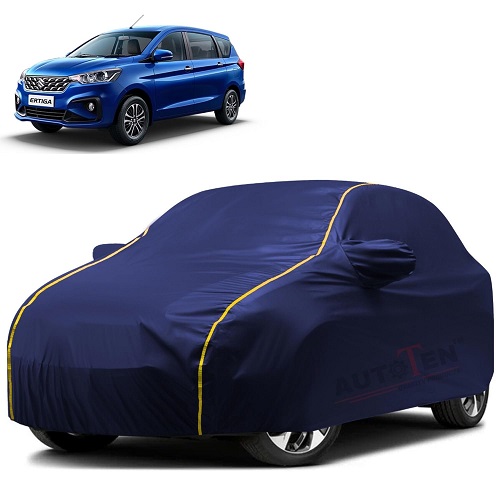 Waterproof Car Body Cover Compatible with Maruti Ertiga 100% Waterproof with Mirror & Antenna Pocket Triple Stitched Bottom Elastic Dustproof Full Body Protection (Blue Series)