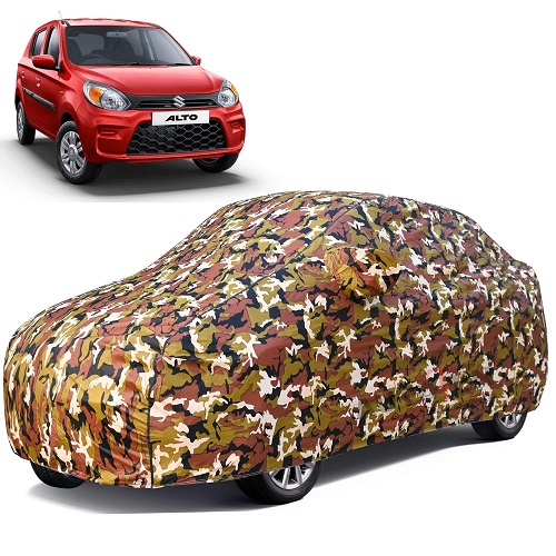Waterproof Car Body Cover Compatible with Maruti Alto 100% Waterproof with Mirror & Antenna Pocket Triple Stitched Bottom Elastic Dustproof Full Body Protection (Jungle Series)