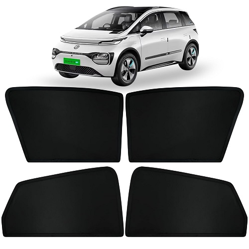  Fixed Type Non-Magnetic Window Sunshades for MG Windsor EV | Z-Black | 4-Piece Car Window Curtain Set | UV Protection | Premium Black Mesh | Custom Fit for MG Windsor EV