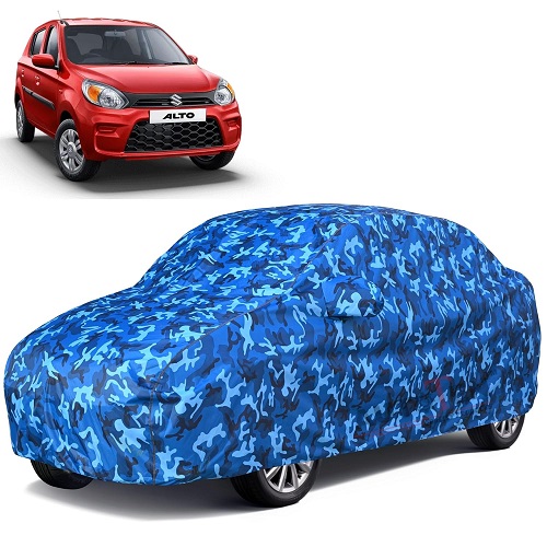 6X6 100% Waterproof Car Body Cover Compatible with Maruti Alto 100% Waterproof with Mirror & Antenna Pocket Triple Stitched Bottom Elastic Dustproof Full Body Protection (Cloud Series)