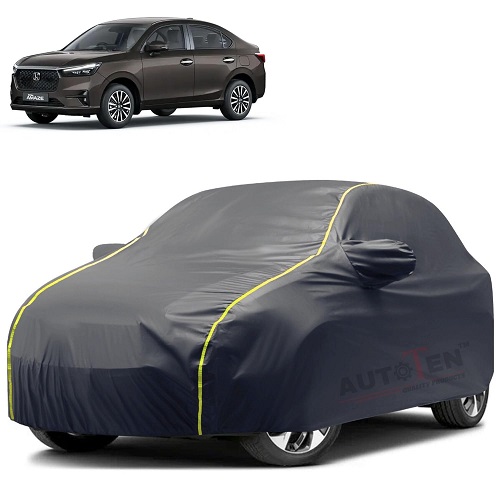 Waterproof Car Body Cover Compatible with Honda Amaze 100% Waterproof with Mirror & Antenna Pocket Triple Stitched Bottom Elastic Dustproof Full Body Protection (Grey Series)