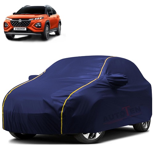 Waterproof Car Body Cover Compatible with Maruti Fronx 100% Waterproof with Mirror & Antenna Pocket Triple Stitched Bottom Elastic Dustproof Full Body Protection (Blue Series)