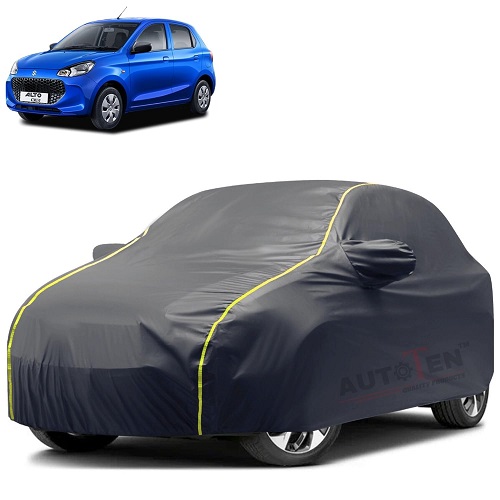 Waterproof Car Body Cover Compatible with Maruti Alto-K10 100% Waterproof with Mirror & Antenna Pocket Triple Stitched Bottom Elastic Dustproof Full Body Protection (Grey Series)