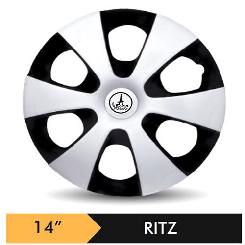 Car Wheel Cover/caps (RITZ - BLACK AND SILVER) Compatible With - R14 INCHES RIM SIZE