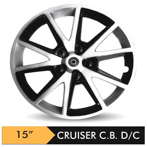 Car Wheel Cover/caps (CRUISER C.B SILVER AND BLACK) Compatible With - R15 INCHES RIM SIZE