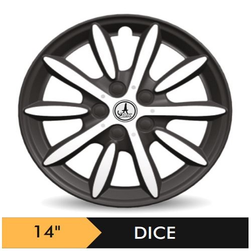 Car Wheel Cover/caps (DICE - BLACK AND SILVER) Compatible With - R14 INCHES RIM SIZE