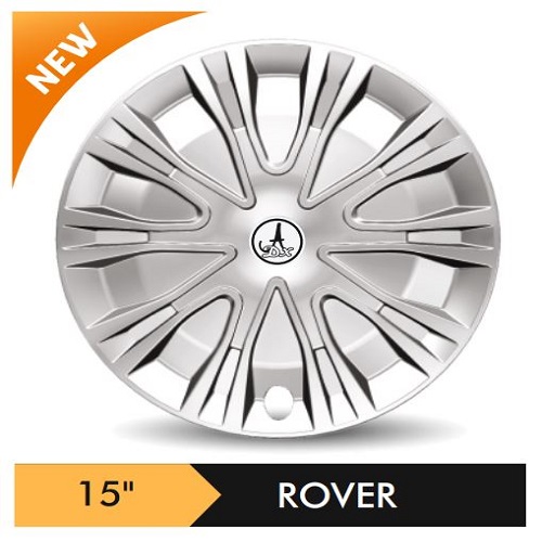 Car Wheel Cover/caps (ROVER - SILVER) Compatible With - R15 INCHES RIM SIZE