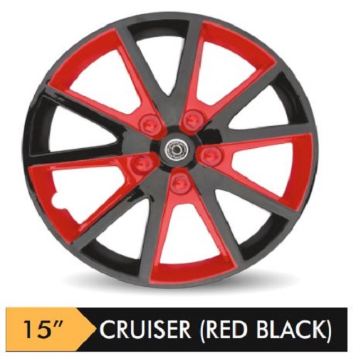 Car Wheel Cover/caps (CRUISER C.B - RED AND BLACK) Compatible With - R15 INCHES RIM SIZE