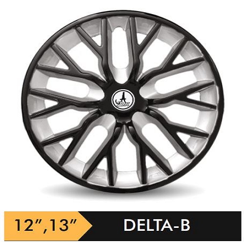 Car Wheel Cover/caps (DELTA - BLACK AND SILVER - B) Compatible With - R12 INCHES RIM SIZE