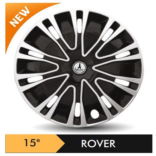 Car Wheel Cover/caps (ROVER - BLACK AND SILVER) Compatible With - R15 INCHES RIM SIZE