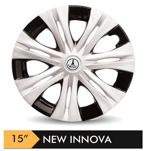 Car Wheel Cover/caps (NEW INNOVA - BLACK AND SILVER) Compatible With - R15 INCHES RIM SIZE