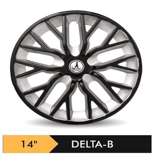 Car Wheel Cover/caps (DELTA - BLACK AND SILVER - B) Compatible With - R14 INCHES RIM SIZE