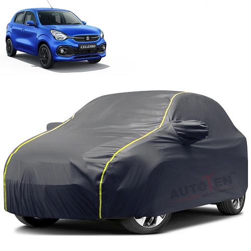  Waterproof Car Body Cover Compatible with Maruti Celerio 100% Waterproof with Mirror & Antenna Pocket Triple Stitched Bottom Elastic Dustproof Full Body Protection (Grey Series)
