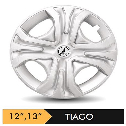 Car Wheel Cover/caps (TIGO - SILVER) Compatible With - R13 INCHES RIM SIZE
