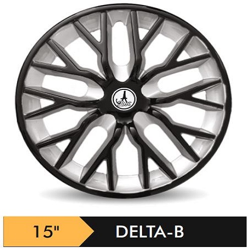 Car Wheel Cover/caps (DELTA - BLACK AND SILVER - B) Compatible With - R15 INCHES RIM SIZE