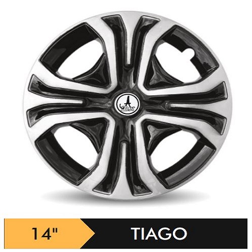 Car Wheel Cover/caps (TIAGO - BLACK AND SILVER) Compatible With - R14 INCHES RIM SIZE