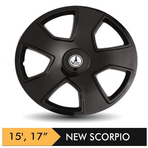 Car Wheel Cover/caps (NEW SCORPIO - BLACK) Compatible With - R17 INCHES RIM SIZE