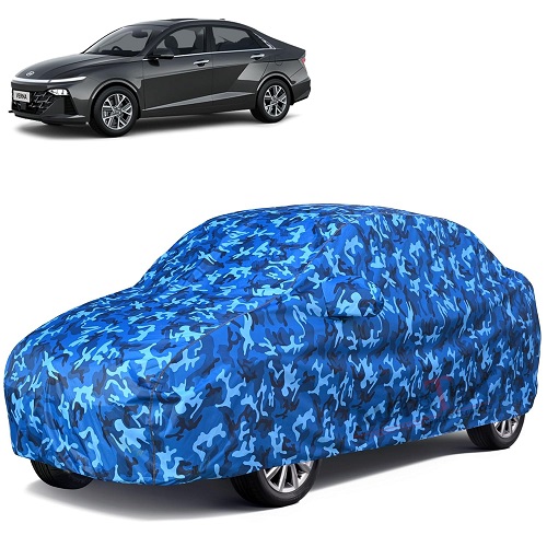  6X6 100% Waterproof Car Body Cover Compatible with Hyundai Verna 100% Waterproof with Mirror & Antenna Pocket Triple Stitched Bottom Elastic Dustproof Full Body Protection (Cloud Series)