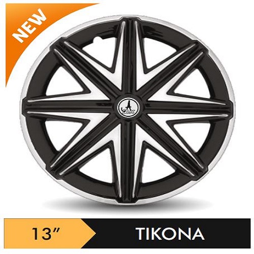 Car Wheel Cover/caps (TIKONA - BLACK AND SILVER) Compatible With - R13 INCHES RIM SIZE