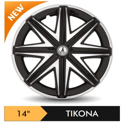 Car Wheel Cover/caps (TIKONA - BLACK AND SILVER) Compatible With - R14 INCHES RIM SIZE