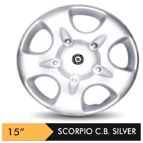Car Wheel Cover/caps (SCORPIO CB - SILVER) Compatible With - R15 INCHES RIM SIZE