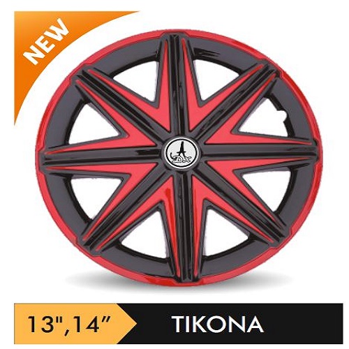 Car Wheel Cover/caps (TIKONA - RED AND BLACK) Compatible With - R14 INCHES RIM SIZE
