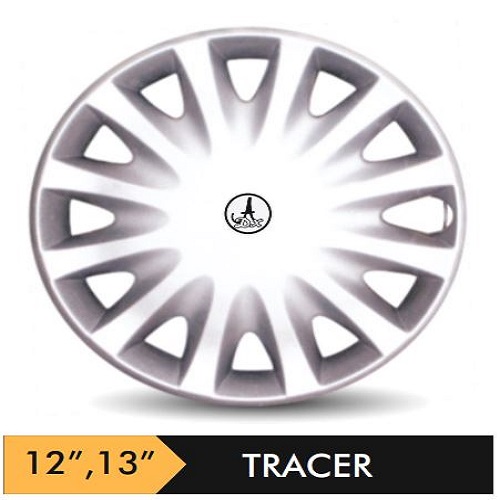 Car Wheel Cover/caps (TRACER - SILVER) Compatible With - R12 INCHES RIM SIZE