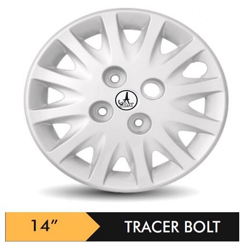 Car Wheel Cover/caps (TRACER BOLT FIT - SILVER) Compatible With - R14 INCHES RIM SIZE