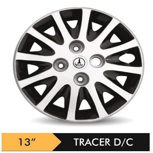 Car Wheel Cover/caps (TRACER BOLT FIT - BLACK AND SILVER) Compatible With - R13 INCHES RIM SIZE