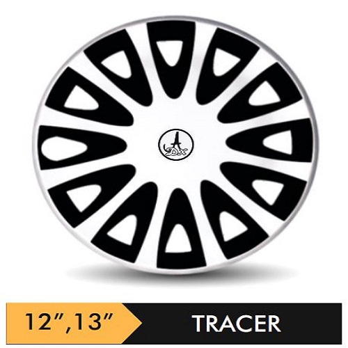 Car Wheel Cover/caps (TRACER - BLACK AND SILVER) Compatible With - R13 INCHES RIM SIZE