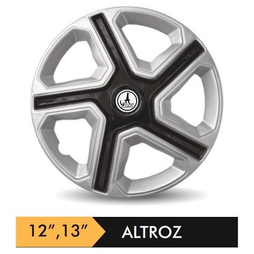 Car Wheel Cover/caps (ALTZ - BLACK AND SILVER) Compatible With - R12 INCHES RIM SIZE