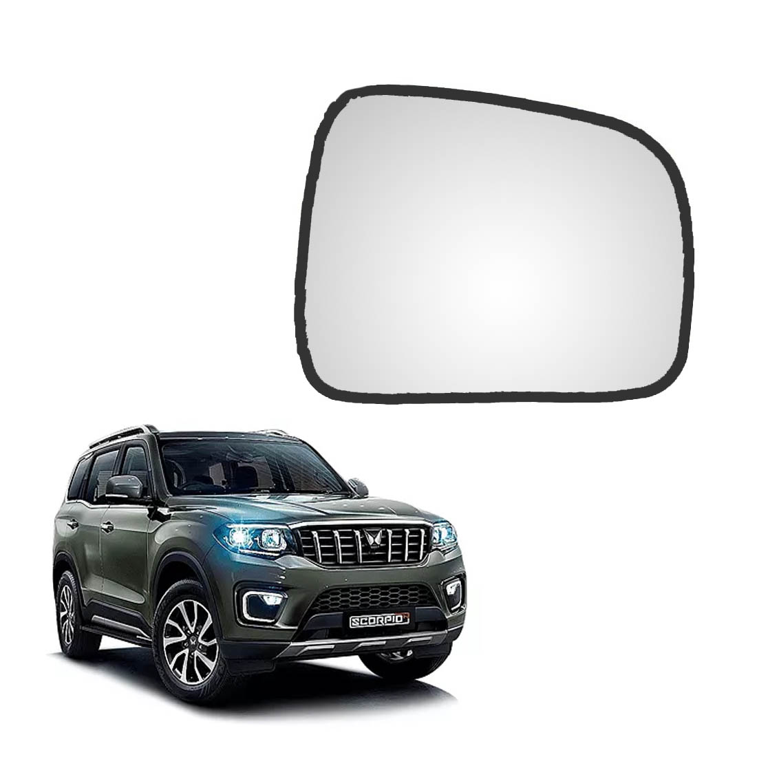 Car Replacement Right Side Rear View Mirror Glass for Mahindra Scorpio N 2022 Onwards