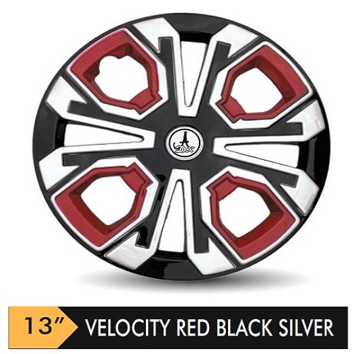 Car Wheel Cover/caps (VELOCITY - RED BLACK AND SILVER) Compatible With - R13 INCHES RIM SIZE
