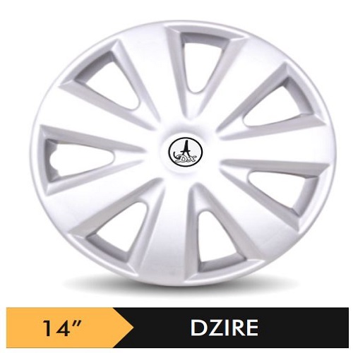 Car Wheel Cover/caps (DZIRE - SILVER) Compatible With - R14 INCHES RIM SIZE