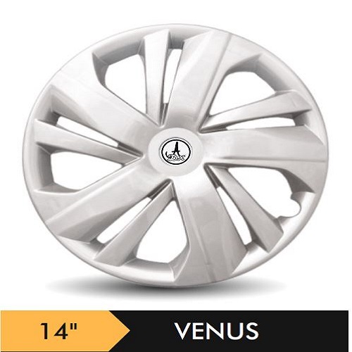 Car Wheel Cover/caps (VENUS - SILVER) Compatible With - R14 INCHES RIM SIZE