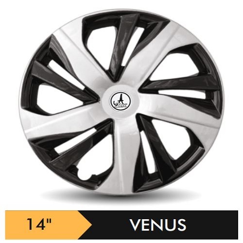 Car Wheel Cover/caps (VENUS - BLACK AND SILVER) Compatible With - R14 INCHES RIM SIZE