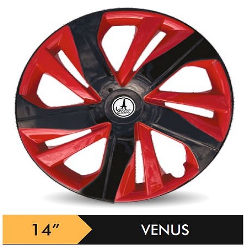 Car Wheel Cover/caps (VENUS - BLACK AND RED) Compatible With - R14 INCHES RIM SIZE