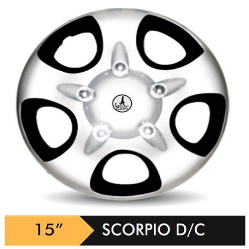 Car Wheel Cover/caps (SCORPIO - BLACK AND SILVER) Compatible With - R15 INCHES RIM SIZE
