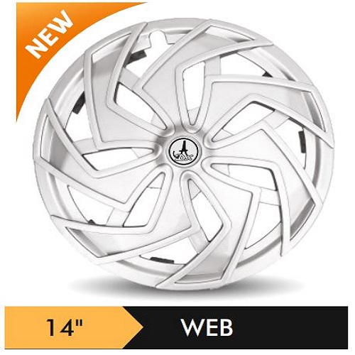 Car Wheel Cover/caps (WEB - SILVER) Compatible With - R14 INCHES RIM SIZE