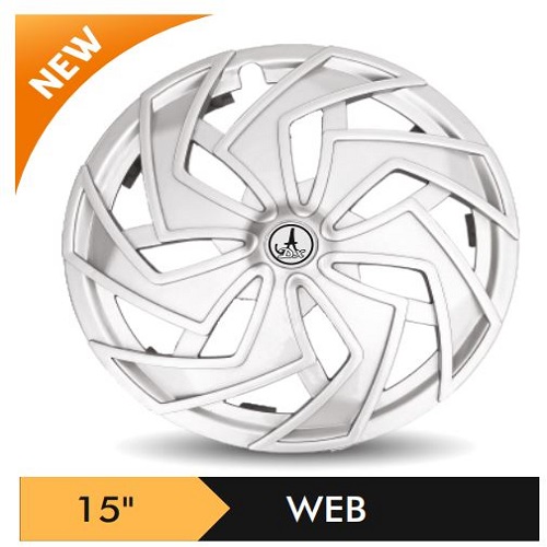 Car Wheel Cover/caps (WEB - SILVER) Compatible With - R15 INCHES RIM SIZE