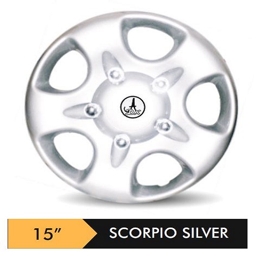 Car Wheel Cover/caps (SCORPIO - SILVER) Compatible With - R15 INCHES RIM SIZE