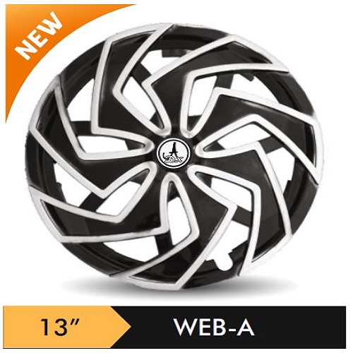 Car Wheel Cover/caps (WEB - BLACK AND SILVER) Compatible With - R13 INCHES RIM SIZE