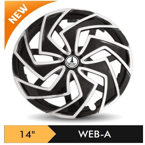 Car Wheel Cover/caps (WEB - BLACK AND SILVER) Compatible With - R14 INCHES RIM SIZE