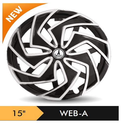 Car Wheel Cover/caps (WEB - BLACK AND SILVER) Compatible With - R15 INCHES RIM SIZE