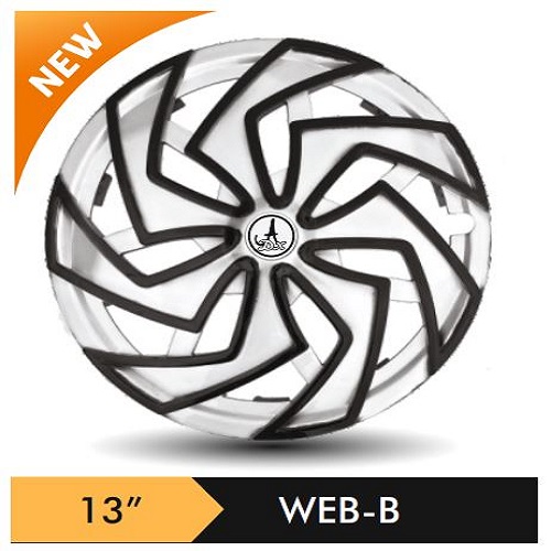 Car Wheel Cover/caps (WEB - BLACK AND SILVER-B) Compatible With - R13 INCHES RIM SIZE