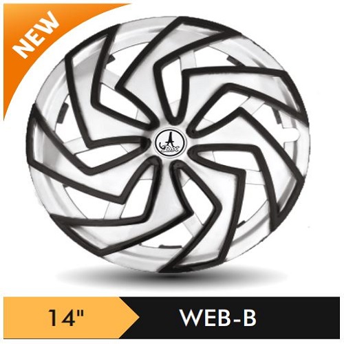 Car Wheel Cover/caps (WEB - BLACK AND SILVER-B) Compatible With - R14 INCHES RIM SIZE