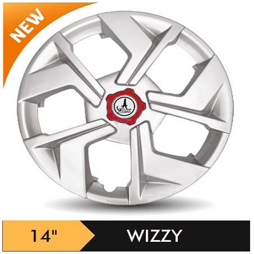 Car Wheel Cover/caps (WIZZY - SILVER) Compatible With - R14 INCHES RIM SIZE