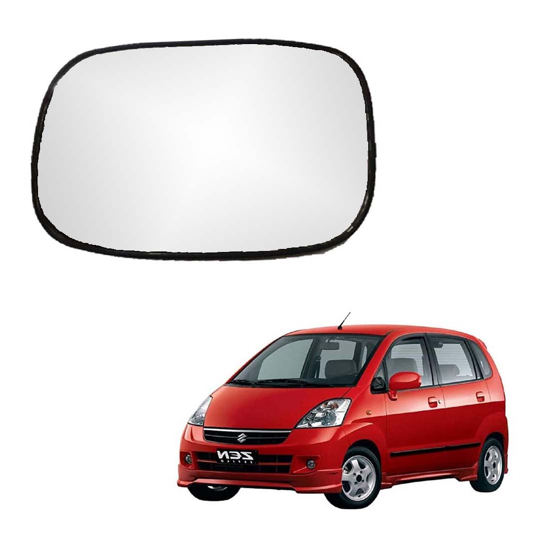 Car Replacement Left Side Rear View Mirror Glass for Maruti Zen Estilo Vxi 2006-2009 Model Type-1